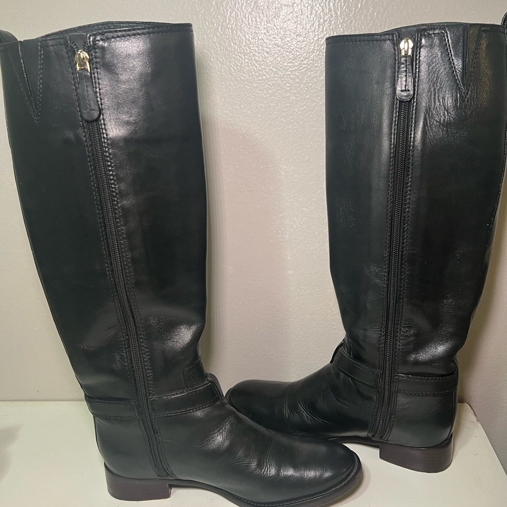 Tory Burch Bristol Black Leather Riding Boots size 6.5 - Picture 3 of 6